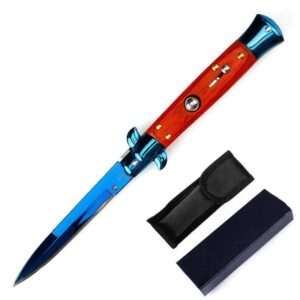 Red Wood Blue Titanium Stiletto Knife