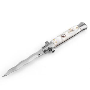 8.75 Inch Italian Stiletto Knife - Collector Finish 58 Kris Blade