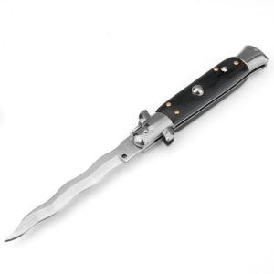 8.75 Inch Italian Stiletto Knife - Black Finish Kris Blade