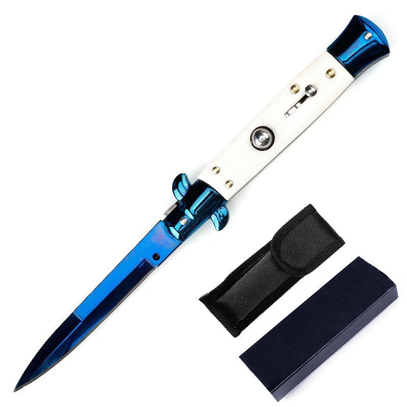 Italian Stiletto Knife - Blue Bone Look Finish