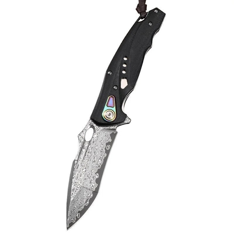 Forged Damascus steel folding knife outdoor camping high hardness knife tactical survival portable knife