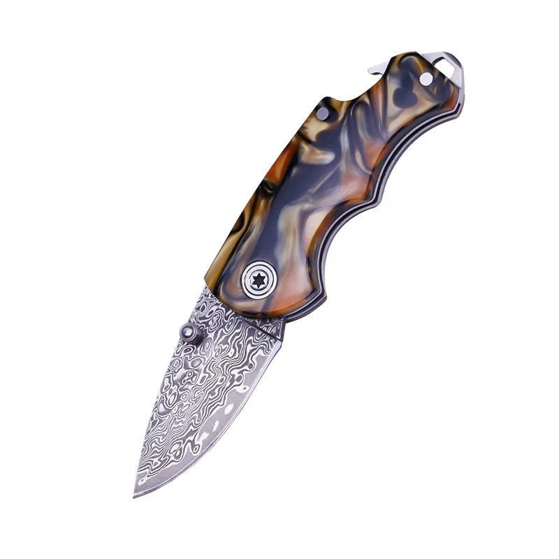 Damascus folding knife high hardness pocket knife box opening knife