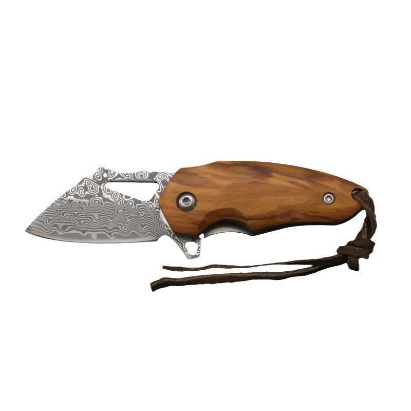 Damascus steel mini sharp pocket knife high hardness outdoor portable with hand-held meat