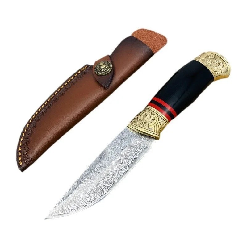 Fenglin Damascus steel high hardness outdoor portable straight knife wilderness survival knife