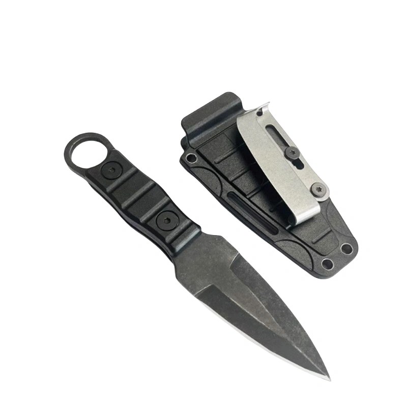 Outdoor straight knife, high hardness, sharpness, tactical small straight knife, with K sheath A-2 stone wash/black handle
